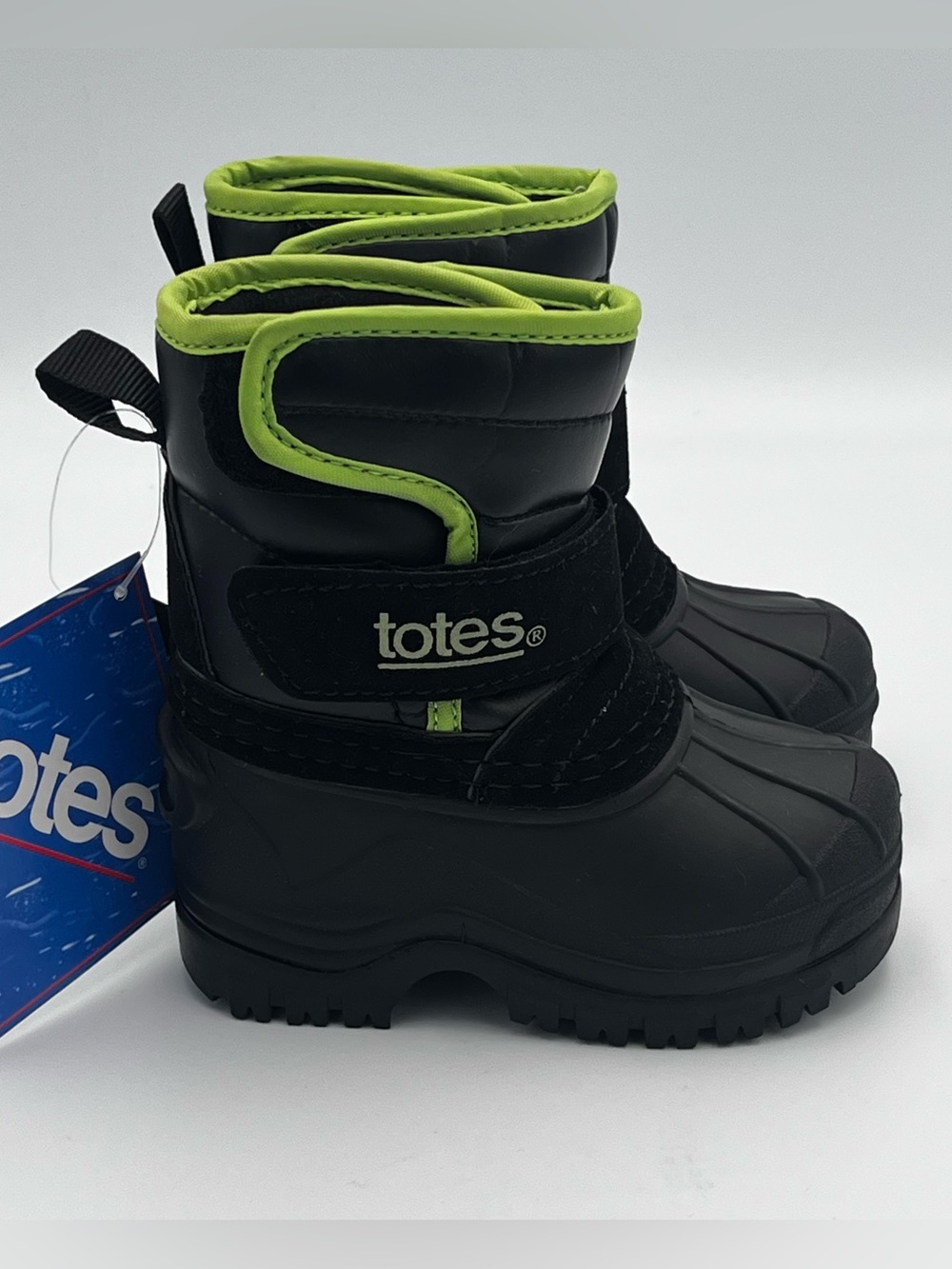 Totes Cody Insulated Snow Boots Black/Lime Green Size 5 Toddler